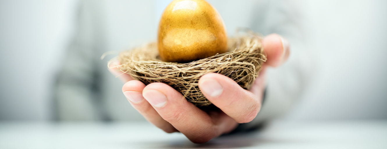 Golden egg in a nest.